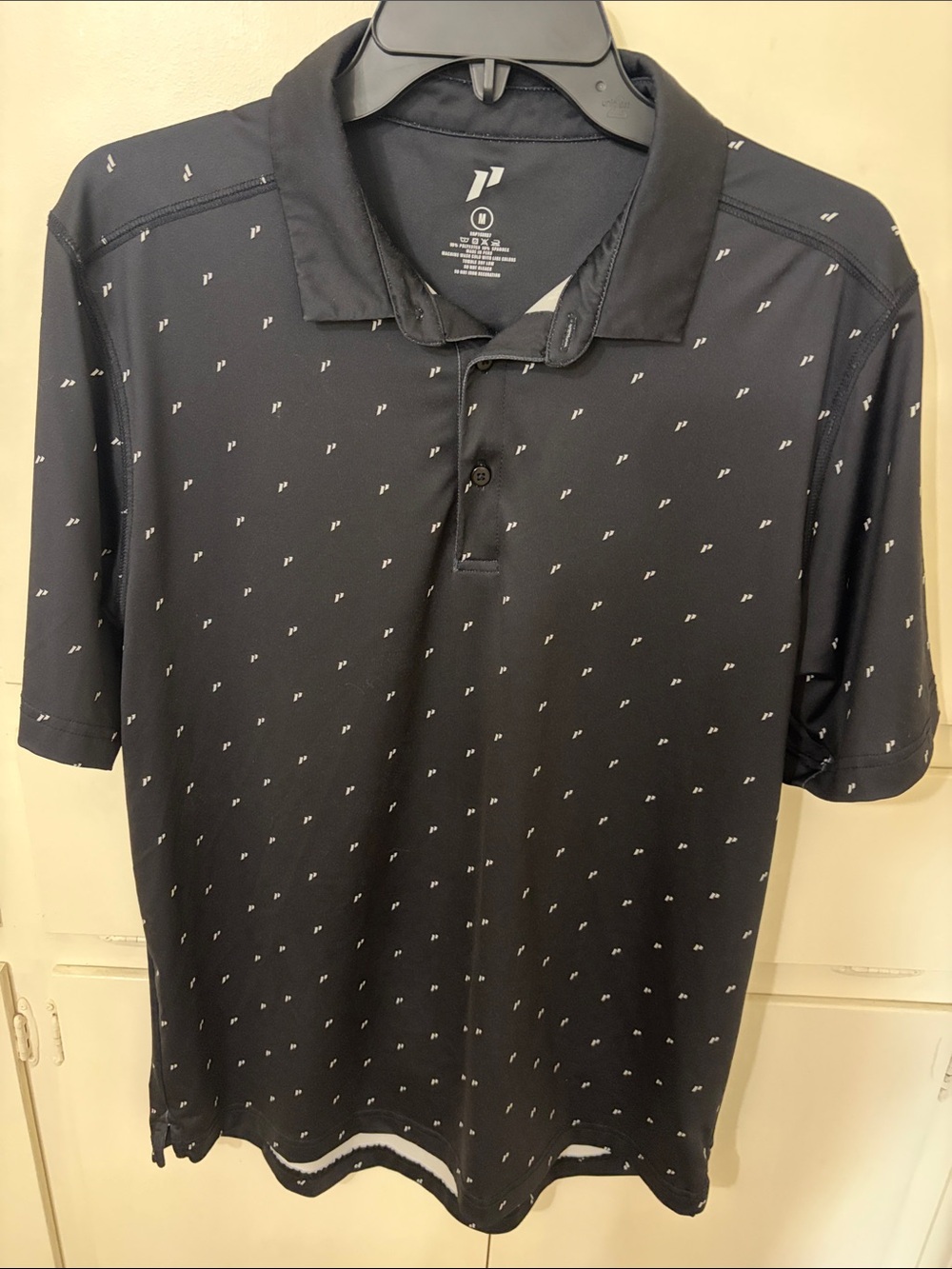 1st Phorm Men's Black Performance Polo with Micro Logo Print